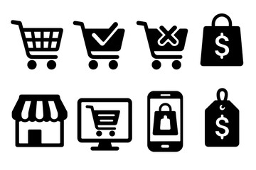Simple Outline Shopping Symbol Black Icon Isolated Element Collection