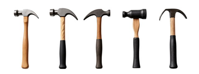 A row of four different types of hammers