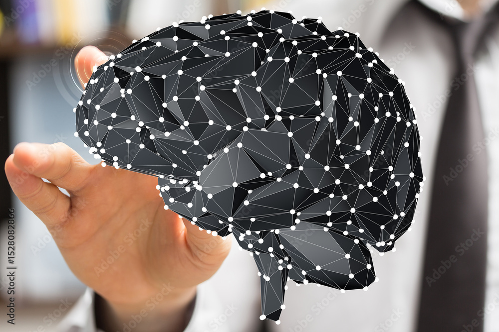 Poster digital brain visualization. ai, technology, neural networks, future, innovation.