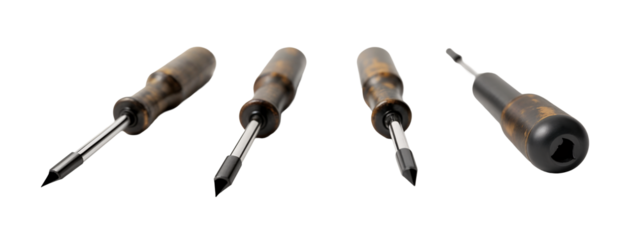 A set of three different types of screwdrivers