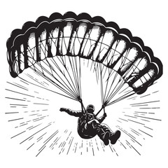 Parachuting extreme sport image vector. A man with parachute vector illustration.
