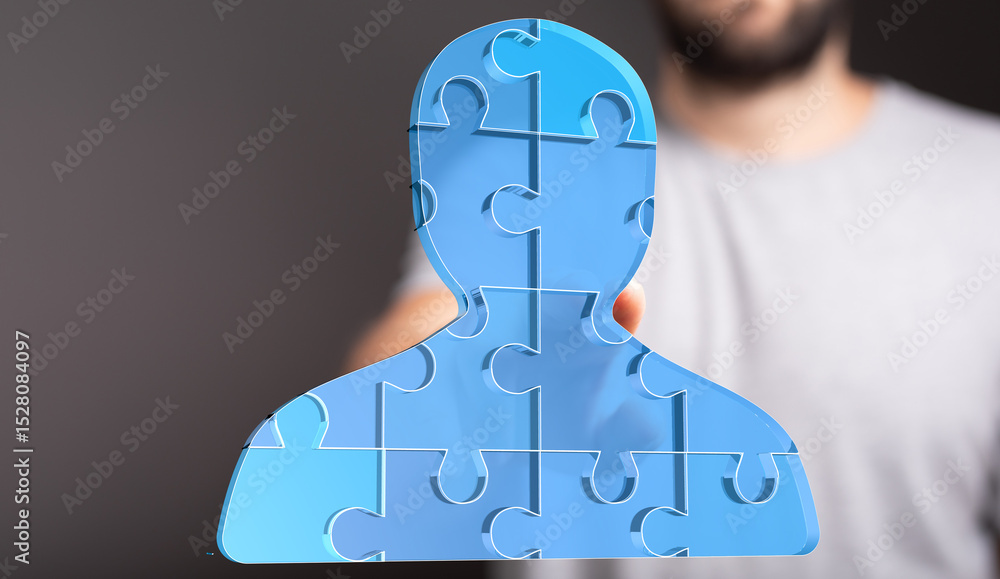 Aufkleber abstract image of a person made of puzzle pieces. represents teamwork, collaboration, and unity.