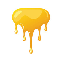 Liquid honey dripping vector illustration, golden syrup splash, sticky sweet food design, organic natural droplet