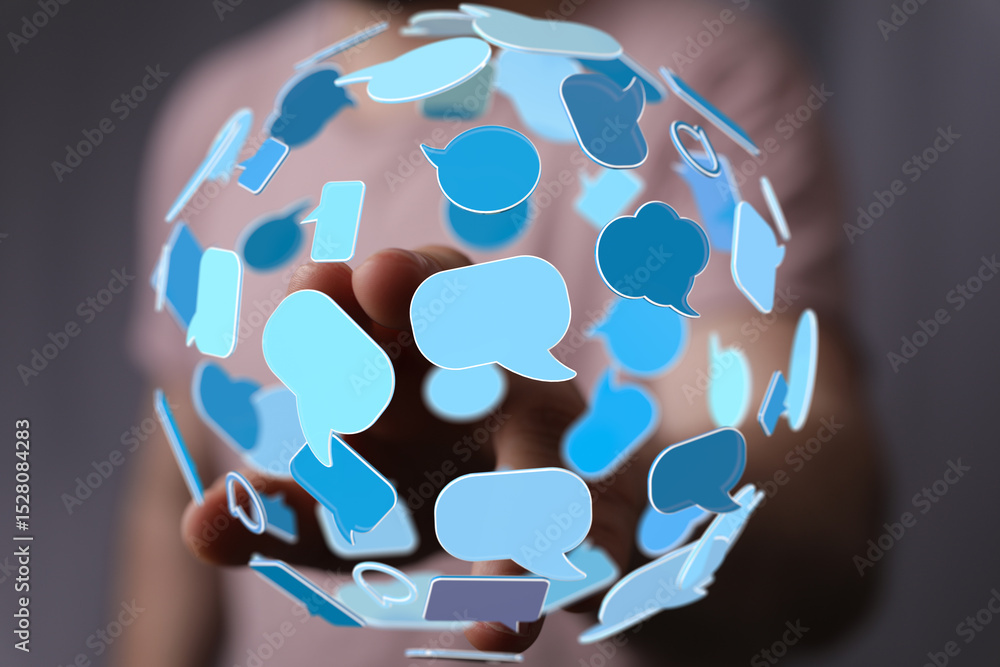 Aufkleber abstract image depicting a network of communication. ideal for social media, networking, and technol