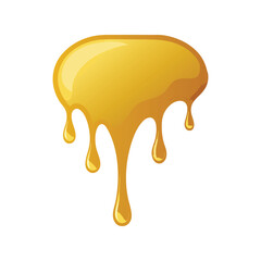Liquid honey dripping vector illustration, golden syrup splash, sticky sweet food design, organic natural droplet