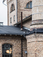 Old industrial building facade in Gothenburg Sweden showcasing historical brickwork and architectural details