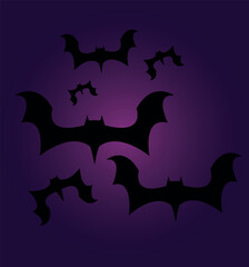 DARK BACKGROUND WITH LOOSE VECTOR BATS FOR HALLOWEEN LAYOUT
