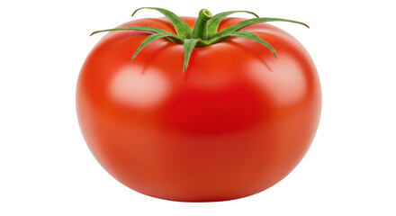 Isolated Ripe Red Tomato with Stem
