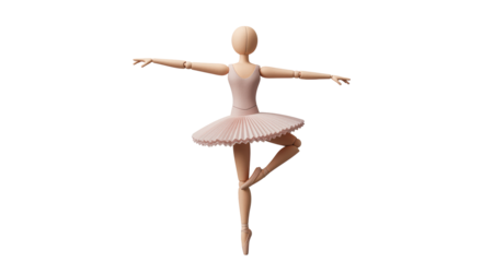 Isolated Ballerina Doll in Dancing Pose with Pink Tutu