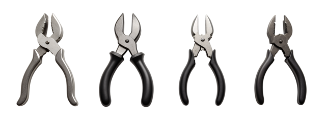 A set of four different types of pliers