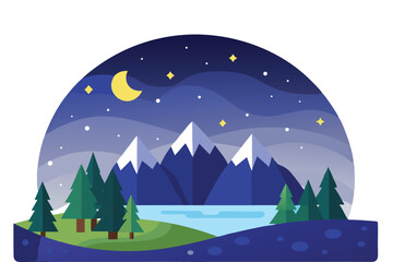 Obraz premium Night landscape with stars