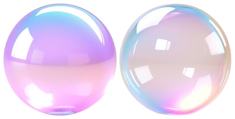 Obraz premium PNG Colorful iridescent glass spheres, element set on transparent background