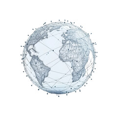 Digital representation of Earth showcases interconnectedness of global networks and data exchange