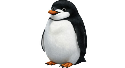 Isolated Adorable Penguin Chick with Black and White Plumage