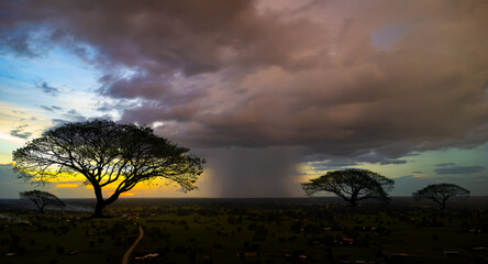Rain clouds and black sky textured background. Danger storm cloud, Black cloud and thunder storm, Dark sky and motion clouds before rainy.