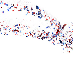 confetti - USA banner mockup with confetti confetti in American national colors. USA Presidents Day, American Labor day, Memorial Day, US election concept.