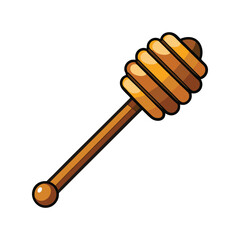 Wooden honey dipper vector illustration, natural honey stick tool, organic beekeeping utensil, rustic kitchen gadget graphic