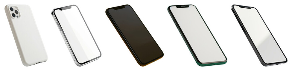 PNG Sleek modern smartphones display variety, element set on transparent background