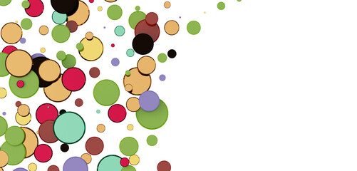  Colorful assorted confetti with serpentine on white