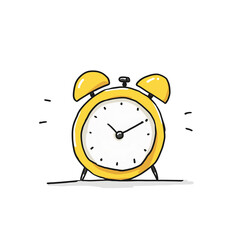yellow alarm clock ringing and concept of time isolated on white background