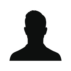 Man vector illustration. Male profile avatar silhouette for user icon, portrait, or character design

