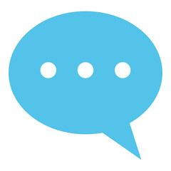 Chat Bubble Icon with Three Dots in Flat Blue Style