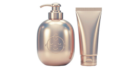 Isolated Cosmetic Set Golden Bottle Tube