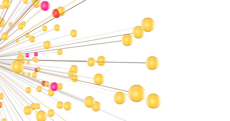 Big data visualization. Network connection structure with chaotic distribution of points and lines. 3D rendering.