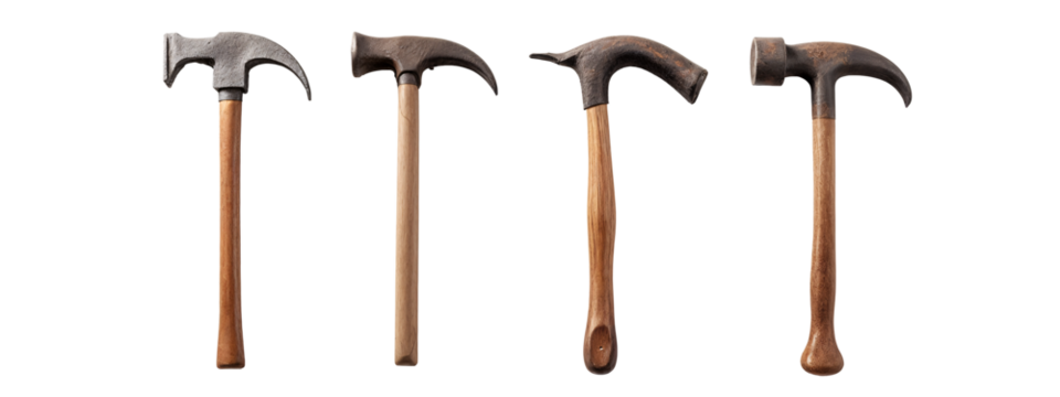 A set of four different types of hammers