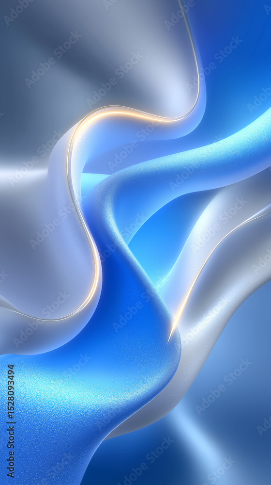 Poster silk fabric flows elegantly with soft curves and shades of blue. clean and smooth texture creates a 
