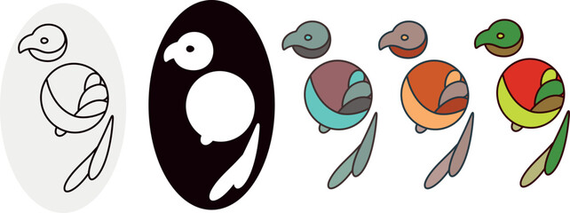 COLORFUL STYLIZED BIRD IN MANY SEQUENCES