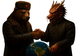 handshake siberian brown bear dragon