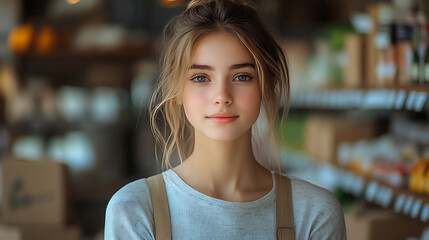 Portrait of a Young Woman in a Cafe Setting
