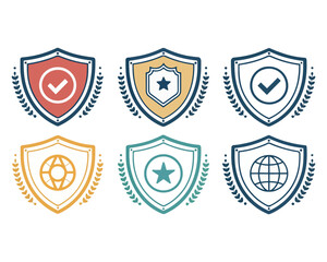 Shield vector set line black vector design illustrator. Collection of protect shield. Vector security shield badge. Knight award contours and linear signs Heraldic shield set