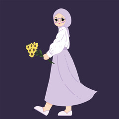 Hijab Girl with Flowers