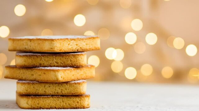 Hand placing stack of cookies