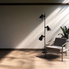 arm chair and decoration japanese on Modern room interior wabisabi style.3D rendering