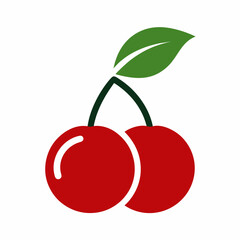 Vector illustration of ripe cherry. Cherry logo silhouette.