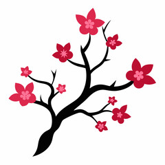 Cherry blossom tree silhouette. A tree with cherry.