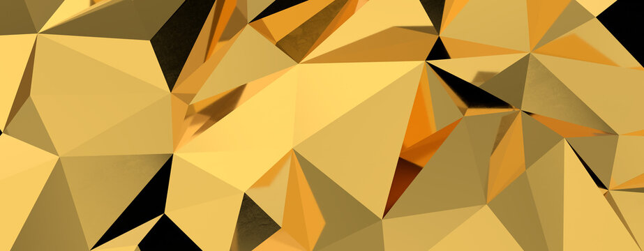 Luxurious VIP Invitation template with gold polygon background