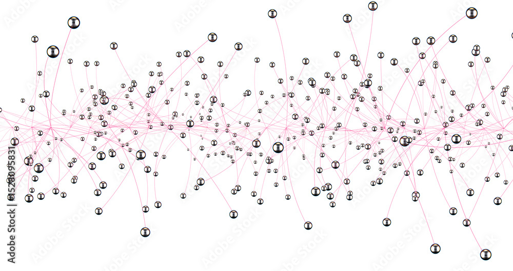Aufkleber multi color connected lines and dots network 3d illustration