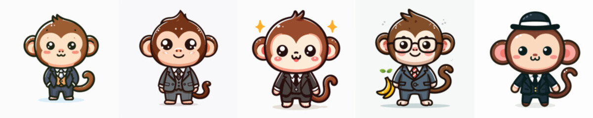 cute monkey vector wearing suit