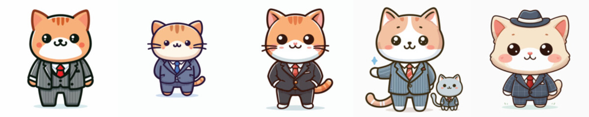 cat vector wearing a suit
