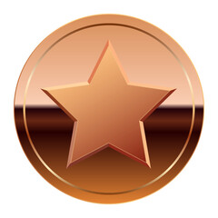 Bronze glossy mirror medal and star for sport and games