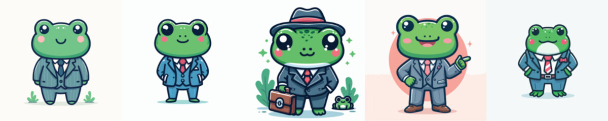 frog vector wearing a suit