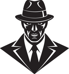 Retro Gangster Illustration Classic Fedora Hat and Suit