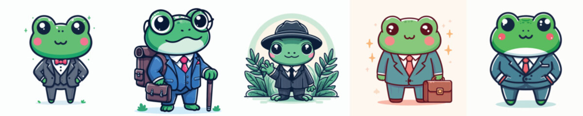 Obraz premium frog vector wearing a suit