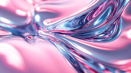 Abstract flowing metallic pattern with vibrant pink and blue colors