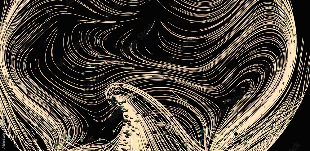 Poster Abstract background with swirling lines, dots, and a dark background. Perfect for tech or design projects.