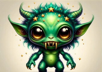 Fototapeta premium Three-Eyed Alien Star Fur
